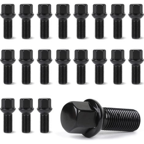 Lot de 20 Boulons de Roue M14 x 1,5, 28 mm Siège Sphérique R13, Goujons de Roue Clé 17 mm, Compatibles avec Audi et VW (uniquement avec jantes d'origine VAG) (1/5)