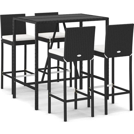 Maison Exclusive - 5-tlg. Gartenbar-Set mit Kissen Schwarz Poly R (1/5)