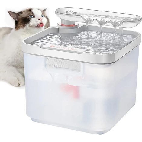 Water Fountain for Cats and Dogs - Triple Filter System, Ultra Silent Cat Water Dispenser with Ultrafiltration Filter, Automatic Dog Water Fountain, 2.5 L Visible, DF03 (1/5)