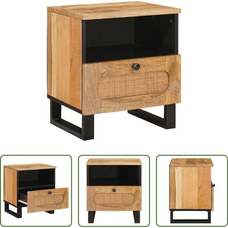 vidaXL Holz Nachttisch - Nachttisch Natur 40 x 33 x 46 cm Massivholz Mango (1/5)