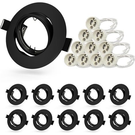 Set of 10 GU10 recessed spotlights, round matte black, 30° adjustable, for living room, bedroom, kitchen (1/5)