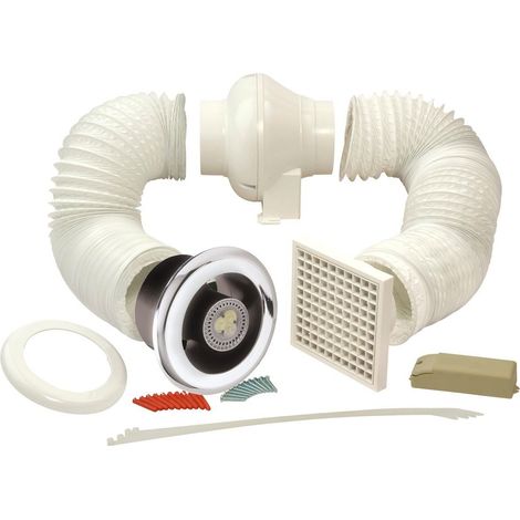Manrose 100mm In-Line Bathroom Extraction Fan Kit with LED Lamp LEDSLCFDTCN (1/3)