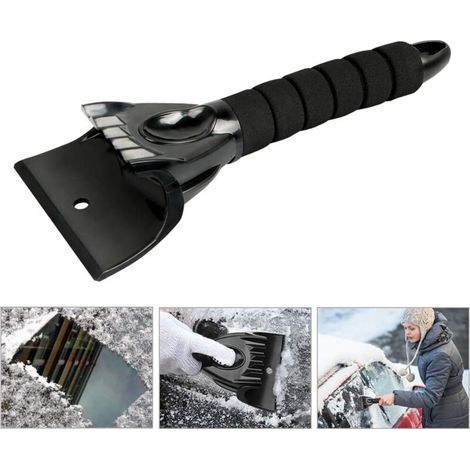 Raschietto per ghiaccio, raschietto antigelo, raschietto in plastica con impugnatura antiscivolo, strumento multifunzionale, design a pala, pala da neve per auto - Nero - Fei Yu (1/4)