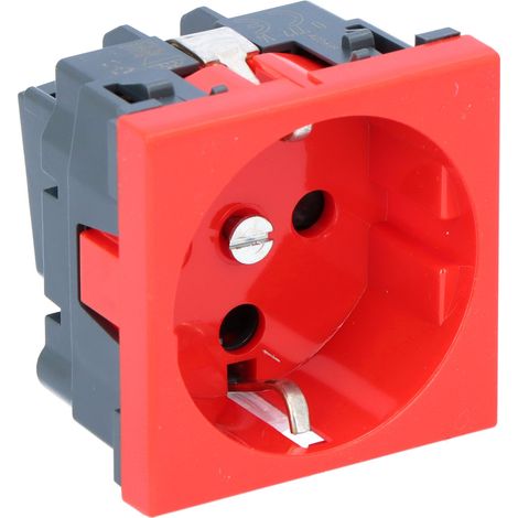 Enchufe individual Mosaic con/sin 16A IP20 Schuko con cerradura /2 módulos/ rojo 077214 (1/5)