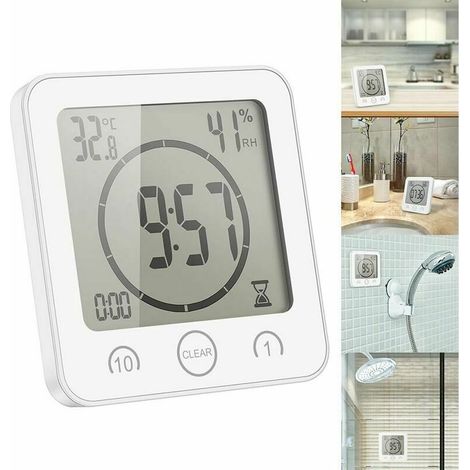 royaluxe -Horloge de Douche étanche, Horloge Tactile minuterie de Douche (Blanc) Peut être utilisé dans les salles de bains (1/5)
