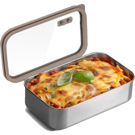 Contenitore per il pranzo da 1 pezzo, contenitore in acciaio inossidabile con coperchio, contenitore per il pranzo Umami, contenitore per il pranzo riscaldato, adatto al microonde, materiali sani, leg (1/4)