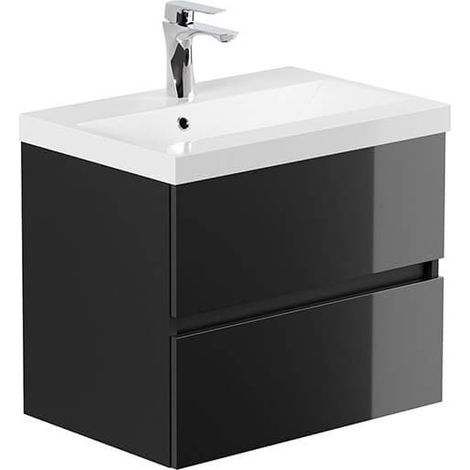 HOME DELUXE - Badmöbel - Set - WANGEROOGE Deluxe – Größe: S, Farbe: Schwarz, Breite Waschbecken: ca. 60 cm I Badezimmermöbel Waschtisch Waschbecken  Badezimmermöbel Waschtisch Badmöbelset Badezimmer