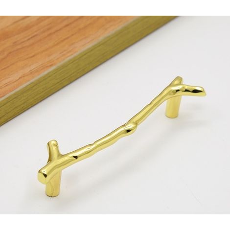 Ensemble de 2 poignées de porte dorées, poignées de meubles en forme de branche, poignées en forme de T pour portes de jardin en bois (B) (1/5)