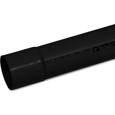 Nicoll – Tube de descente Ø80 en PVC noir 3m prémanchonné – Raccord pour gouttière – Section 46,6 cm² – Conformité NFP 36.410