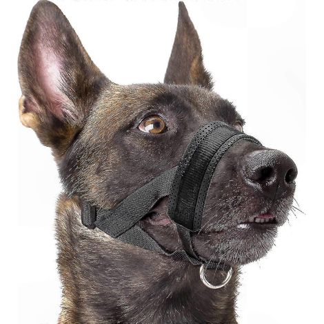 Verstellbarer Nylon-Maulkorb für Hunde, weich und komfortabel für das Training, Biss- und Bellschutz, Kaukontrolle, Größe XL, schwarz, sicherer Sitz (1/5)