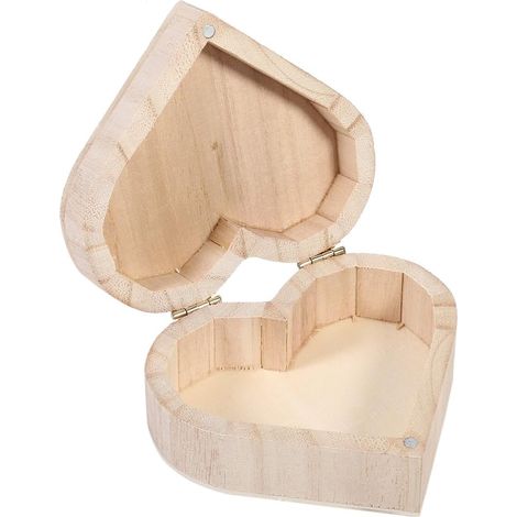 Wooden Jewellery Boxes, Heart Shaped Wooden Box, Jewellery Boxes, Wooden Heart Box, Wooden Craft Storage Box for DIY Decoration, Plastic (1/5)