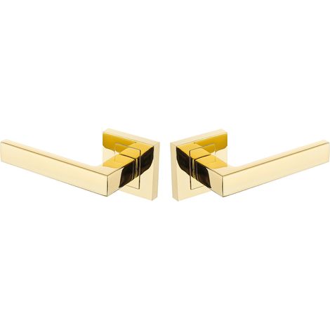 Maniglia per porta quadrata Qubik II in oro, glamour moderno (1/4)