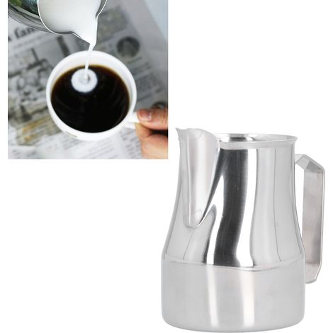 Italienischer Latte-Art-Becher aus Edelstahl, 450 ml, Milchkännchen, Milchbecher, Kaffeezubehör, spiegelpoliert außen, sandgestrahlt innen (1/5)