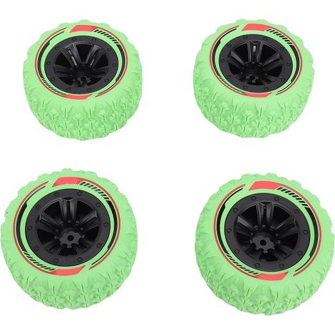 Ensemble de Pneus de Roue RC Hexagonaux de 12 Mm – 4 Pneus de Terrain Boueux de 3,26 X 1,67 Pouces pour Camion sur Chenilles RC /14 et /16 – Roues à Billes en Aluminium + Caoutchouc Haute (1/5)