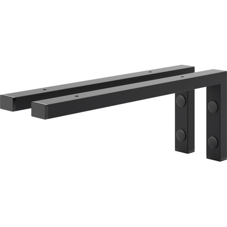 Holzbrink 2x Wandkonsole Schwarz für Waschtisch, 400x150 mm Modell L