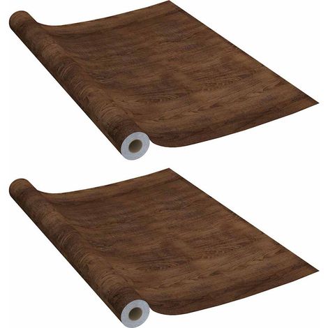 vidaXL Láminas autoadhesivas muebles 2 uds PVC roble oscuro 500x90 cm (1/2)