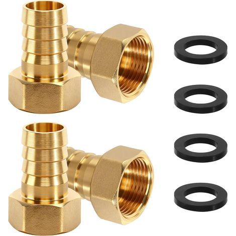 Lot de 4 raccords de tuyau en laiton de 19 mm - Filetage intérieur 3/4" - Pour eau, huile, gaz (1/5)
