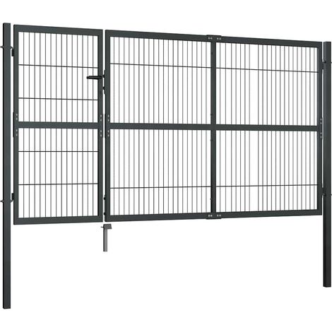 Maison Exclusive - Gartentor mit Pfosten Stahl 350×140 cm Anthraz