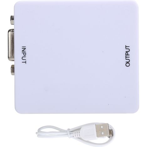 Convertisseur VGA vers HDMI Mini, Boîtier Adaptateur HD 1080P Compact Blanc (1/5)