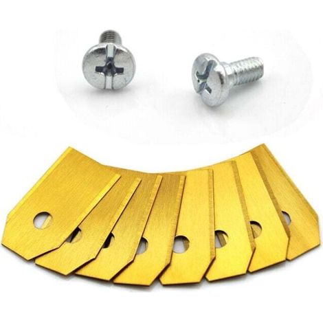 30 x Lames de Rechange en Titane pour tous les Tondeuses de Jardin Automower Husqvarna/Gardena/Yard Force/Automower, Robuste (3.1 g / 0.75 mm) avec Vis - Or (1/3)