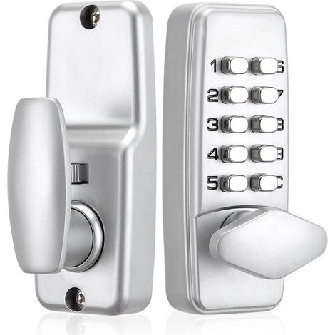 Verrou de porte à code numérique - Chromé - Étanche - Bouton de verrouillage à combinaison - Sans clé - Silver (1/4)