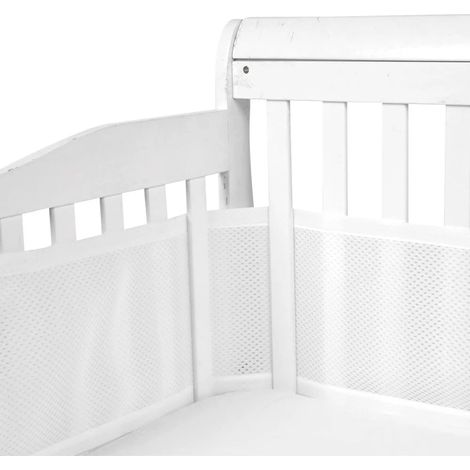 Irovami Tour de lit bébé, doublure en maille 3D anti-courant d'air, bordure respirante pour berceau pour tout-petits (blanc) (1/5)