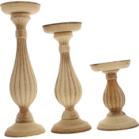 pièces Bougeoirs Bois Rétro Support Décoratif Naturel pour (1/5)
