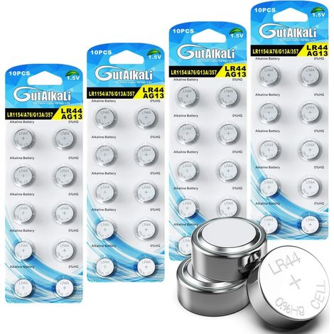 Blister 40 Piles Boutons AG13 LR44/LR1154/357 sans Mercure (1/5)