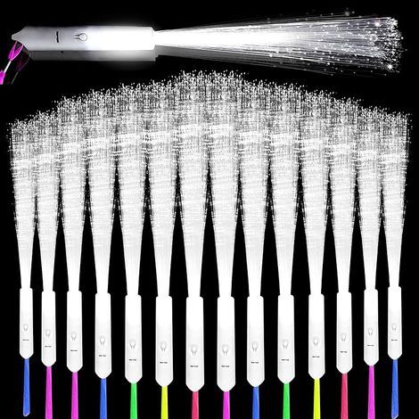 Lot de 30 plumeaux LED en fibre de verre - Blanc - 3 modes - Baguettes lumineuses LED en fibre de verre - Pour fêtes et concert (1/5)