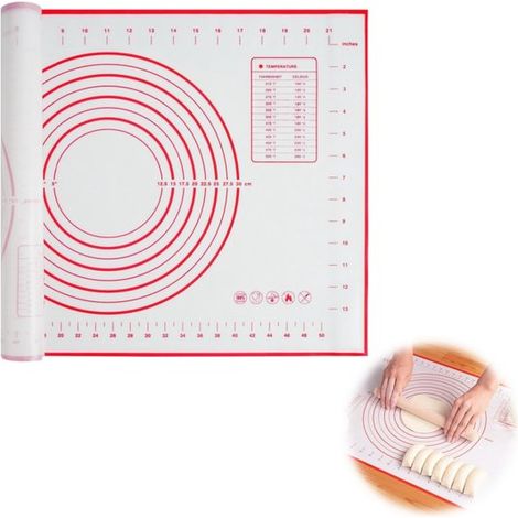 Tapis de cuisson en silicone 1 pièce avec dimensions - Tapis de four - Réutilisable - pour faire des gâteaux, des pizzas, des biscuits et du fondant