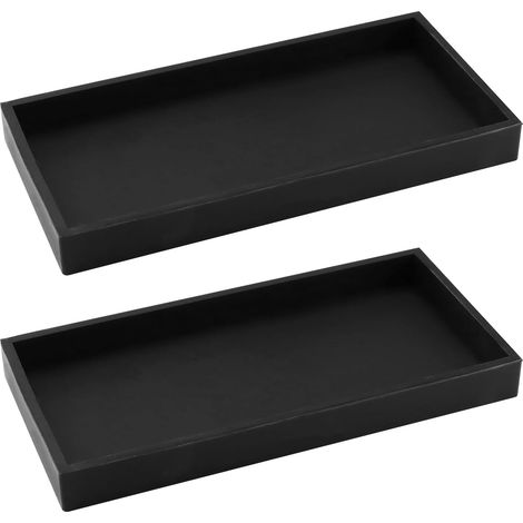2 Pièces Plateau Rectangulaire Noir en Silicone, Bonne Ténacité, Facile à Nettoyer, pour Bijoux, Cosmétiques, Articles de Toilette