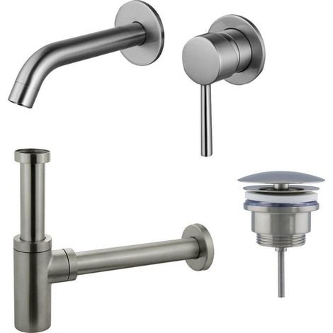 Fortifura Calvi Slim Kit mitigeur lavabo - robinet encastrable - bonde nonobturable - siphon design - PVD cm