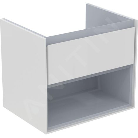 Meuble bas MWT-Unterschrank Connect Air, 1 tiroir, 600x440x517mm, blanc brillant et gris clair mat (1/5)