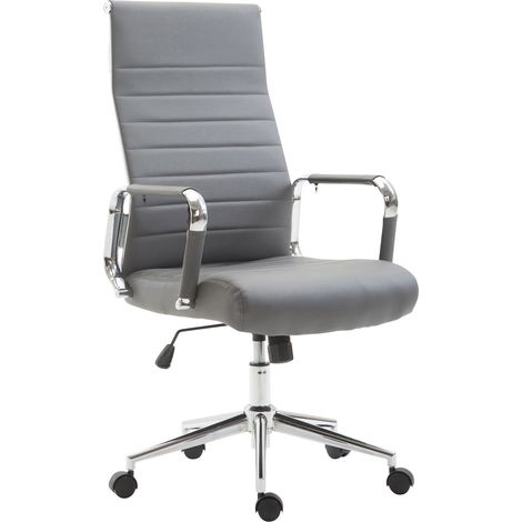 Sillón de oficina sintético gris con asiento giratorio acolchado BUR10243 (1/4)