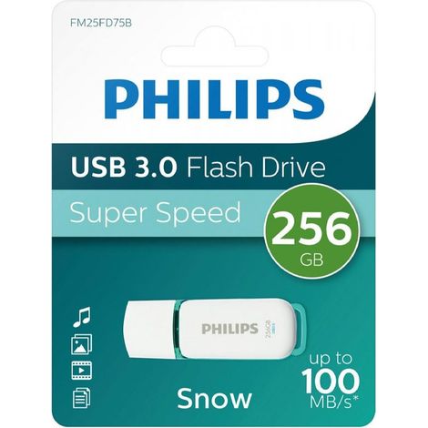 Philips Memorias Usb 3.0 de 256Gb serie Snow marrón, con una velocidad de transferencia de datos superior a 100 Mb/seg