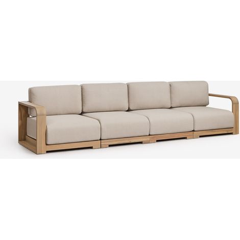 Sofá modular de jardín de 4 piezas con reposabrazos en madera de acacia Brivori SKLUM        (1/5)