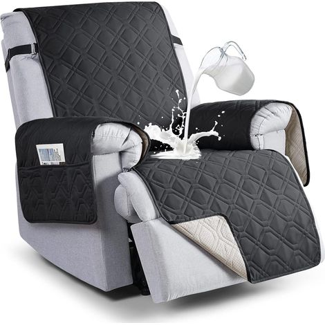 23in Couvertures de chaise de fauteuil imperméable, couverture de fauteuil de fauteuil antidérapant protecteur de meubles de chaise de chien avec poche,noir