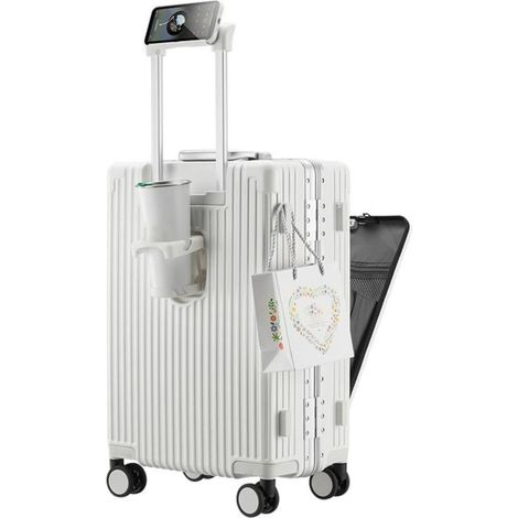 Maleta de cabina, maleta rígida de 20 pulgadas con 4 ruedas, estructura de aluminio, carcasa de policarbonato y puerto USB.