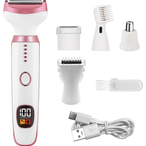 Épilateur visage pour femmes - Rasoir corporel portable 5 en 1 - Épilateur visage - Épilateur étanche - Pour femmes - Visage - Corps - Jambes (1/2)