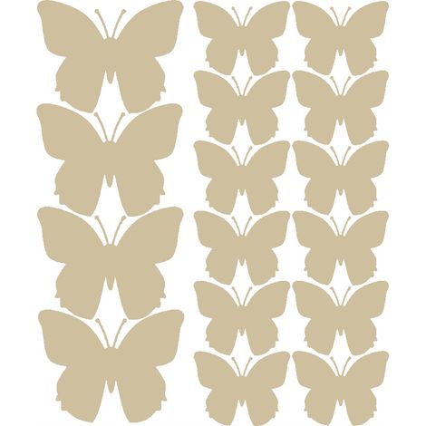 Pegatinas de pared con forma de mariposa, 32 unidades, color beige mate. (1/2)