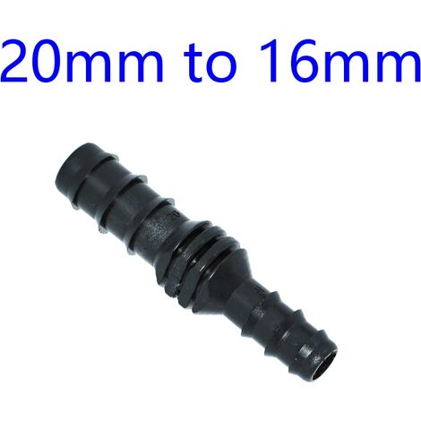 Raccord réducteur pour tuyau d'arrosage (25 mm à 20 mm puis à 16 mm), corps droit, lot de 4 (20 mm à 16 mm). (1/5)