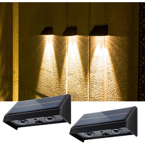 Lampes solaires pour extérieur Jardin Décoration Etanche IP54 Lumière d'escalier Lampe murale pour clôture Terrasse Escaliers Cour Chemin Blanc chaud 2 pièces (1/5)