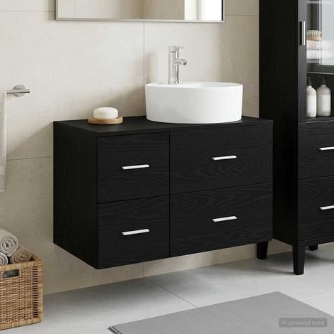 vidaXL Bathroom Furniture Set 2 pcs Black Oak Engineered Wood (1/5)
