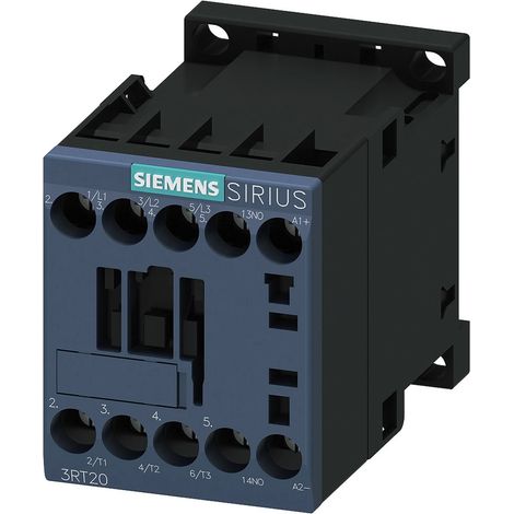 Siemens Contactor, AC-3e, 16 A/7,5 kW/400V, 3 polos, DC 24V, 1NA, Conexión por tornillo, 3RT20181BB41
