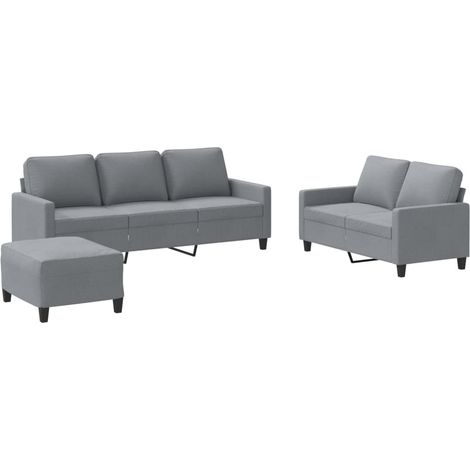 Maison Exclusive - Set di Divani 3 pz con Cuscini Grigio Chiaro in Tessuto (1/5)
