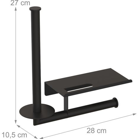 Portarotolo per carta igienica da parete con mensola 27 x 28 x 10,5 cm in metallo nero 130017885