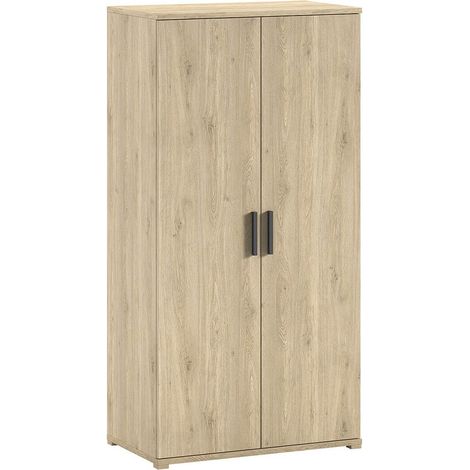 MARCO - Armoire 2 Portes en Mélaminé haute densité Aspect Chêne clair