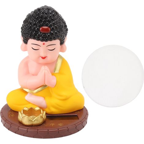 Monk Decoration Auto Nodding Buddha Statue Figurine with Solar Panel for Home Car Ornaments (1/5)