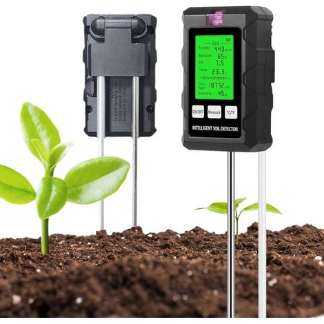 Testeur de Sol Multifonction 6 en 1 Mesure PH, Humidité, Fertilité, Température, Lumière & Hygromètre, Outil Jardin Précis (1/5)