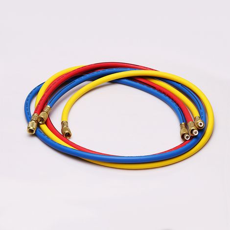 Tuyaux de remplissage de réfrigérant – Tuyaux de remplissage tricolores – Tuyaux de raccordement pour systèmes de remplissage de climatisation – Jeu de 3 tuyaux (0,9 m) – Compatibles avec R12/R134/R41 (1/4)